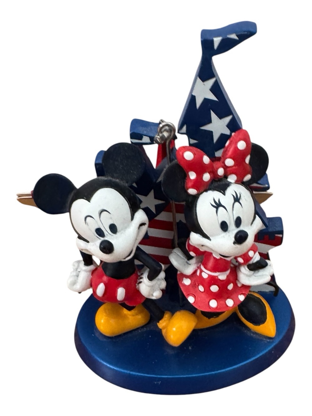 NWT Disney Mickey & Minnie Patriotic Figurine Hanging Ornament